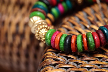 Close up view of colorful india bracelet.