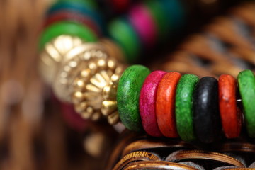 Close up view of colorful india bracelet.