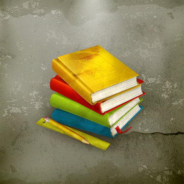 Stack of textbooks, old-style