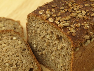 Loaf of wholemeal bread, closeup