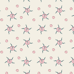 vector illustration of tiny funny microbes pattern