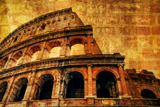 The Colosseum in Rome with ancient texture