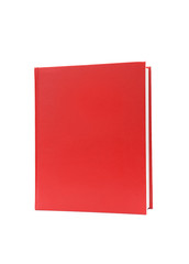 Book with a red cover on white background.