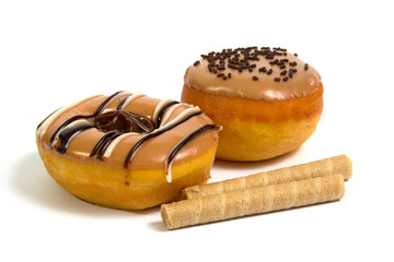 Donuts and two wafer rolls