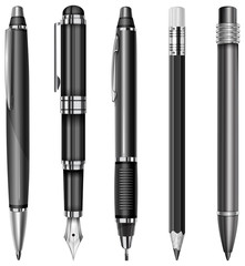 Set of pens and pencils