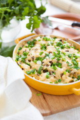 Potato gratin with mushrooms