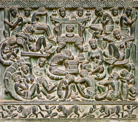 Pattern on temple wall Thailand