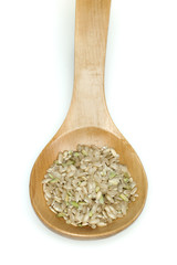 Rice integral in wooden spoon