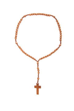 Rosary beads isolated over a white background.