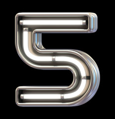 Modern neon light font five number