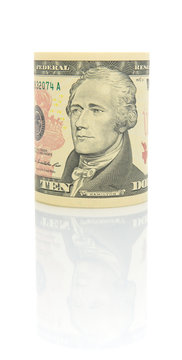 10 U.S. dollars on a white background