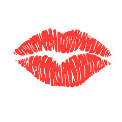 vector illustration of woman's red lipstick marks - 47323775