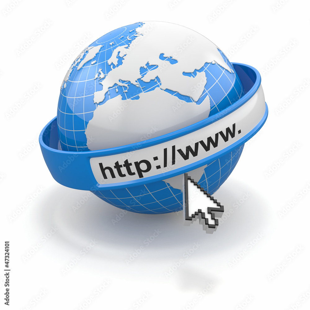 Aufkleber Concept of internet browser. Earth and cursor