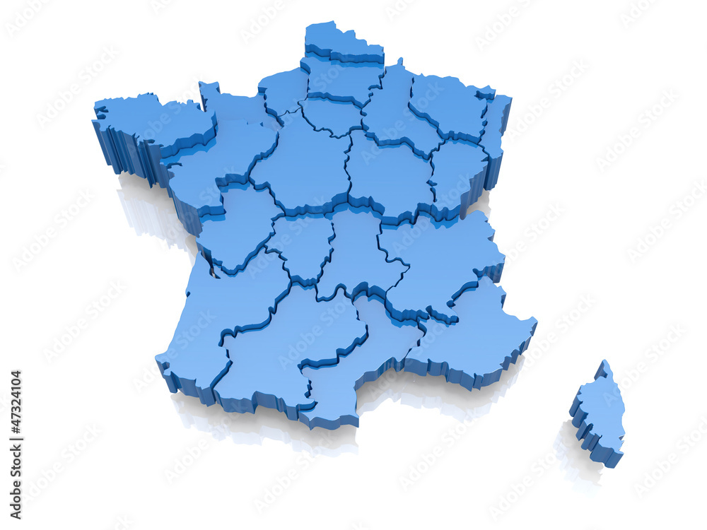 Wall mural three-dimensional map of france