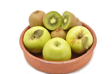 Green fruit: apples and kiwis