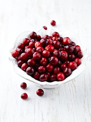 Bowl of fresh cranberries