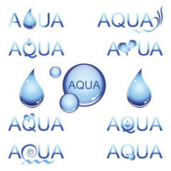 Aqua icon, set of water design element