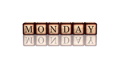 monday in 3d wooden cubes banner