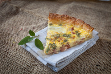 Quiche with ham and sage