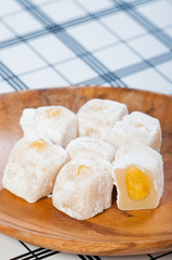 asian delicacy glutenous rice filled with mongo cream paste