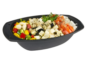 Fresh vegetables mix ready to be cooked on white background