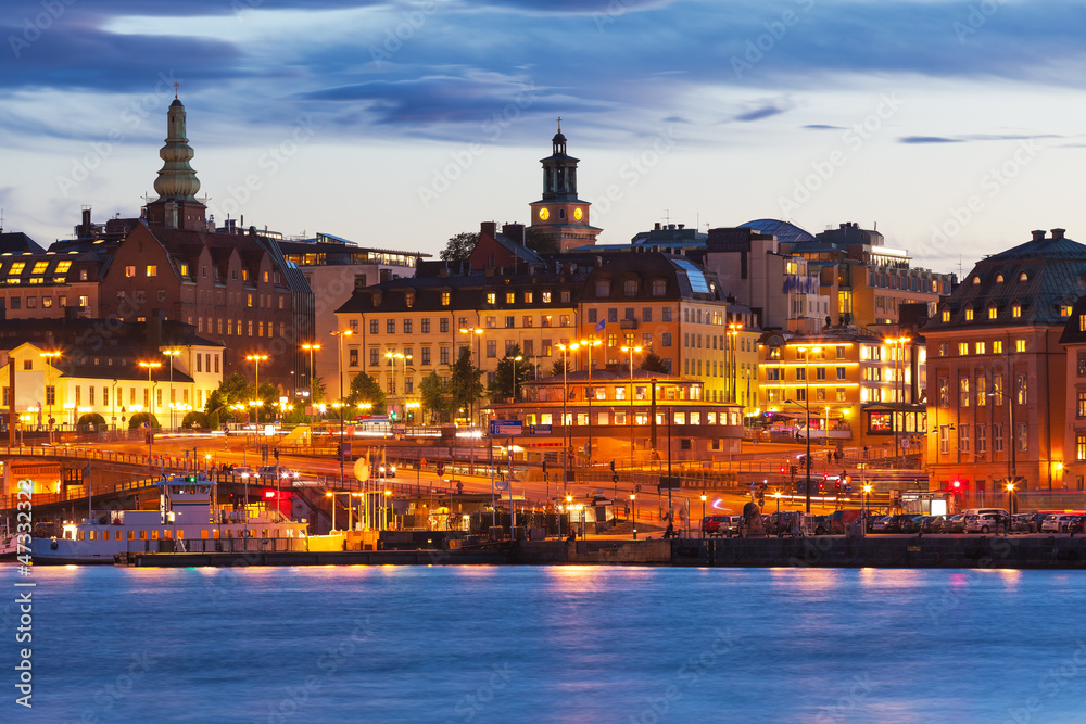 Wall mural evening scenery of stockhom, sweden