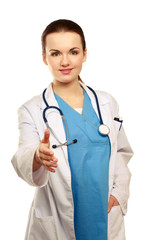 Fototapeta premium A female doctor's handshake