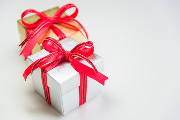 silver and gold small gift box in depth