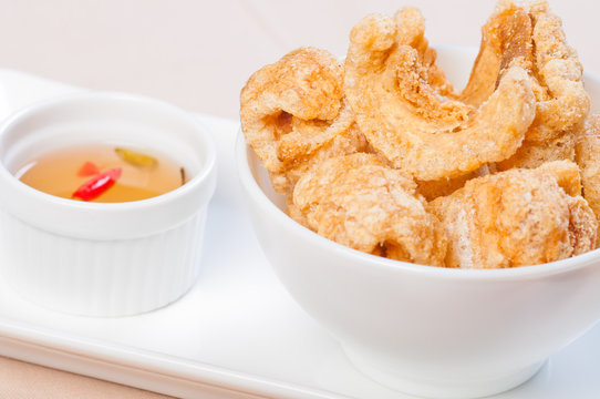 crispy fried pork fat also known as chicharon (philippines)