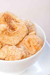 crispy fried pork fat also known as chicharon (philippines)