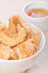 crispy fried pork fat also known as chicharon (philippines)