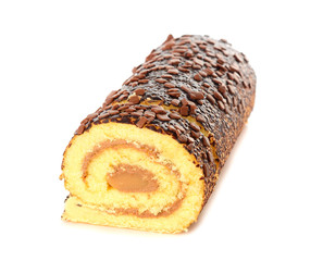 Roll with cream isolated on white background