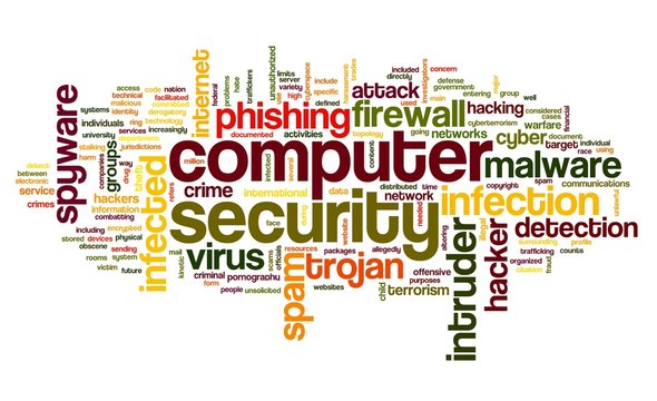 Computer security concept in tag cloud