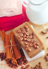 coffee soap, soap for spa, coffee and milk