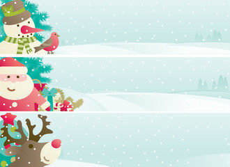 christmas banner  with Santa, snowman, Reindee and decoration
