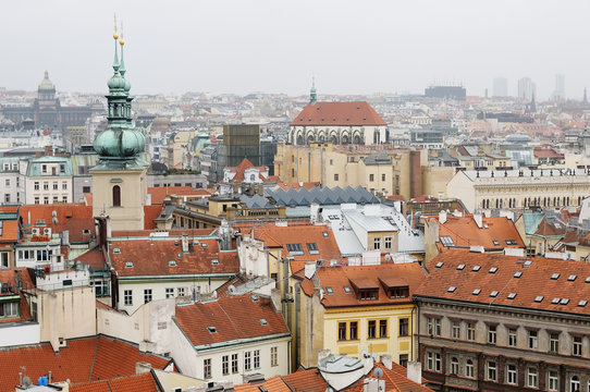 View of a typical cityscape in Prague