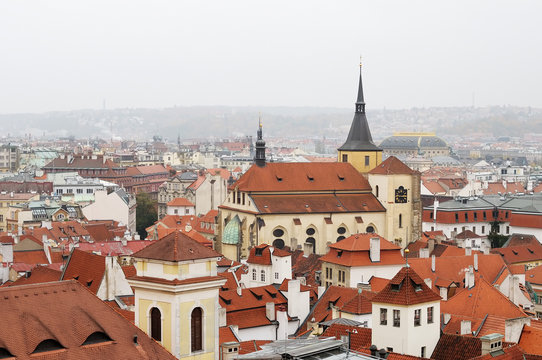 View of a typical cityscape in Prague