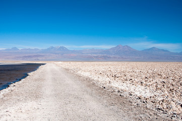 Fototapeta na wymiar ¯wiru drogowego w Salt Flat Atacama (Chile)