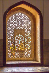 beautiful windows with ornaments in islamic style inside humayun