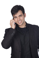 Young businessman talking on cellphone