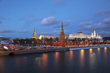 The Moscow Kremlin in the winter evening