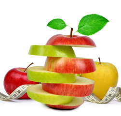 apple collection with measuring tape isolated