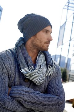 Trendy Young Man In Hat And Scarf