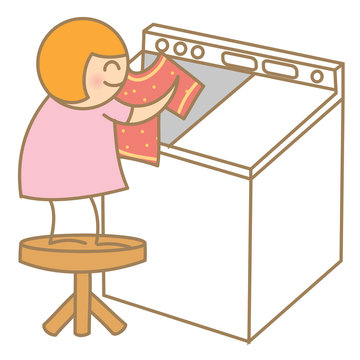 girl doing laundry