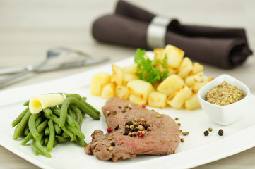 rumsteck haricots et pommes de terre rissolées 5