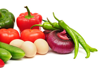 vegetables on white