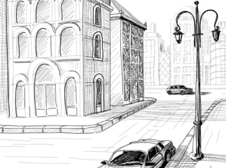 City sketch vector background