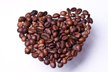 Heart of coffee beans