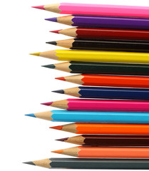 Fototapeta premium Colour pencils isolated on white background close up