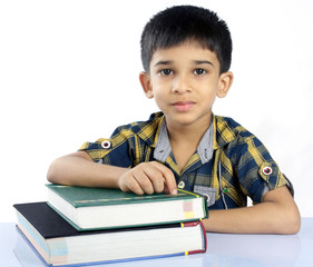 Fototapeta premium Cute School Boy With TextBook